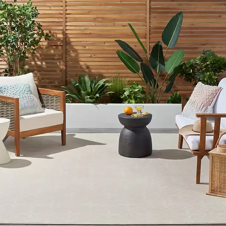 Outdoor Rugs-Kirklands Home Beige & Ivory Quatrefoil Indoor/Outdoor Rug, 8x10