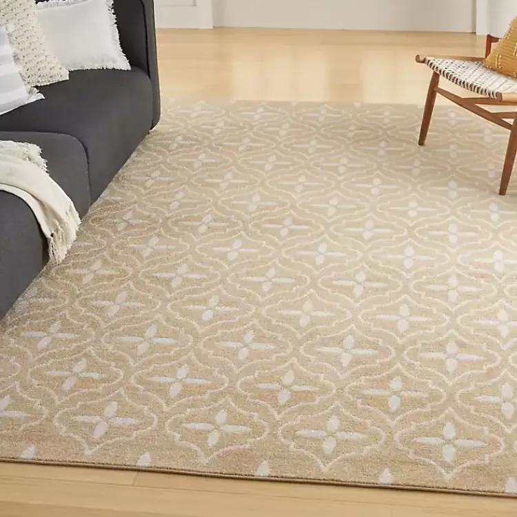 Outdoor Rugs-Kirklands Home Beige & Ivory Quatrefoil Indoor/Outdoor Rug, 8x10
