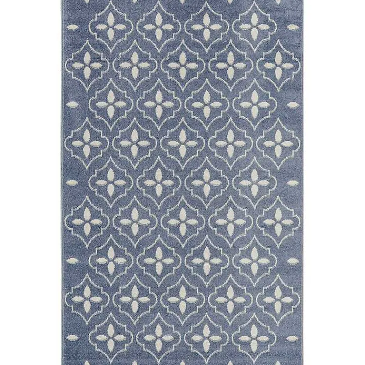 Outdoor Rugs-Kirklands Home Blue & Ivory Quatrefoil Indoor/Outdoor Rug, 4x6
