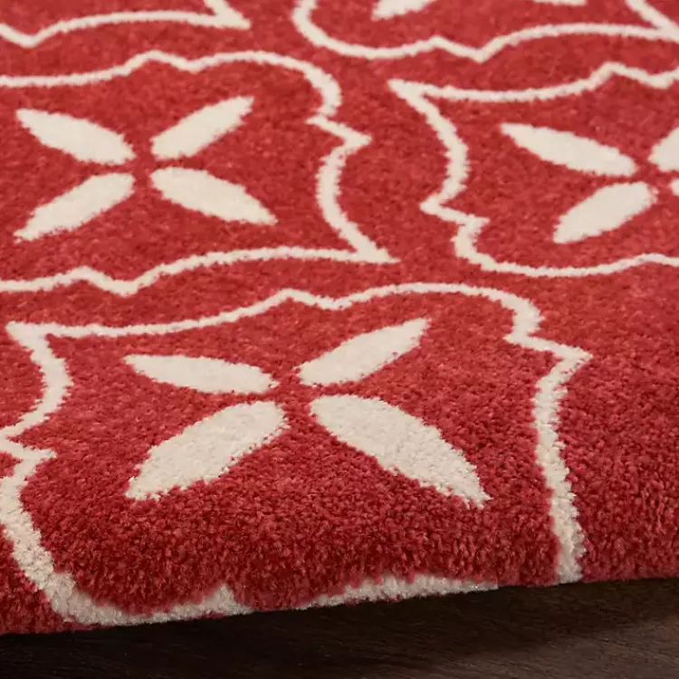 Outdoor Rugs-Kirklands Home Brick & Ivory Quatrefoil Indoor/Outdoor Rug, 4x6