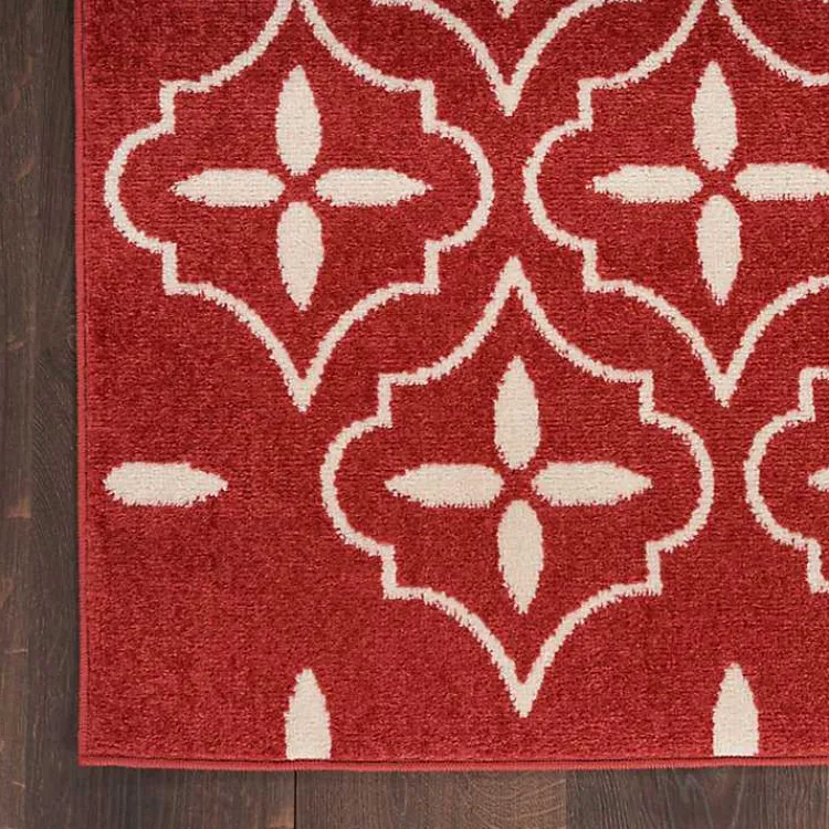 Outdoor Rugs-Kirklands Home Brick & Ivory Quatrefoil Indoor/Outdoor Rug, 5x7