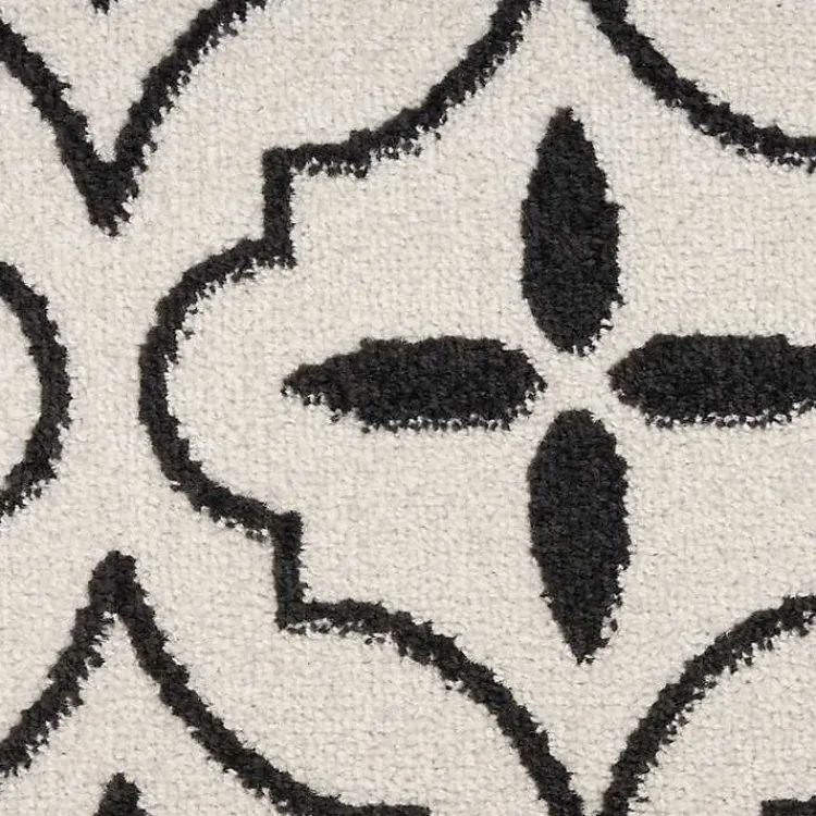 Outdoor Rugs-Kirklands Home Ivory & Black Quatrefoil Indoor/Outdoor Runner