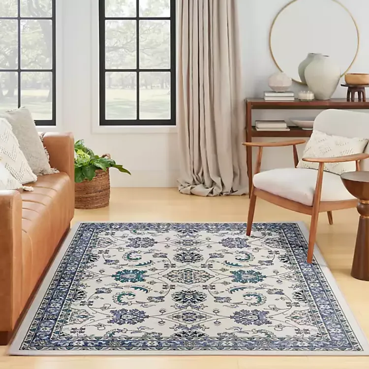 Outdoor Rugs-Kirklands Home Blue Vintage Medallion Indoor/Outdoor Rug, 4x6