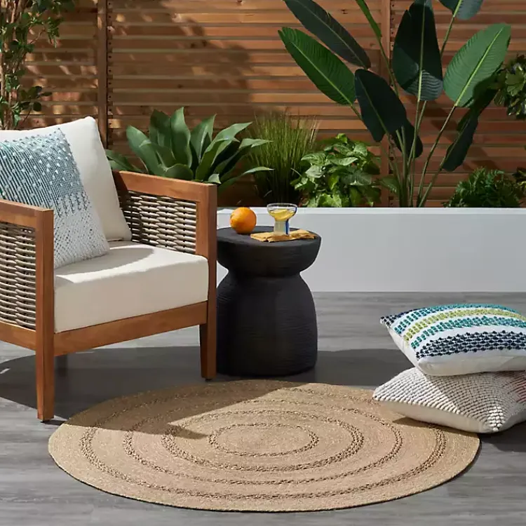 Area Rugs-Kirklands Home Natural Seagrass Indoor/Outdoor Area Rug, 4x4 Tan