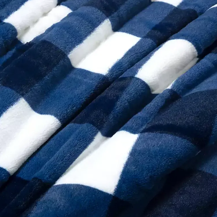Comforters-Kirklands Home Navy Plaid Faux Fur 3-pc. King Comforter Set
