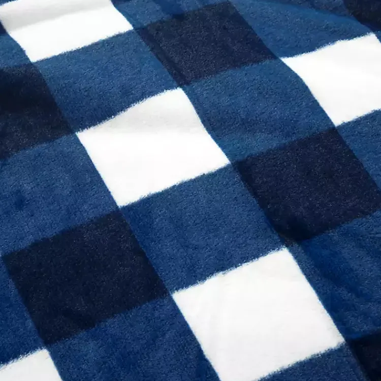 Comforters-Kirklands Home Navy Plaid Faux Fur 3-pc. Full/Queen Comforter Set