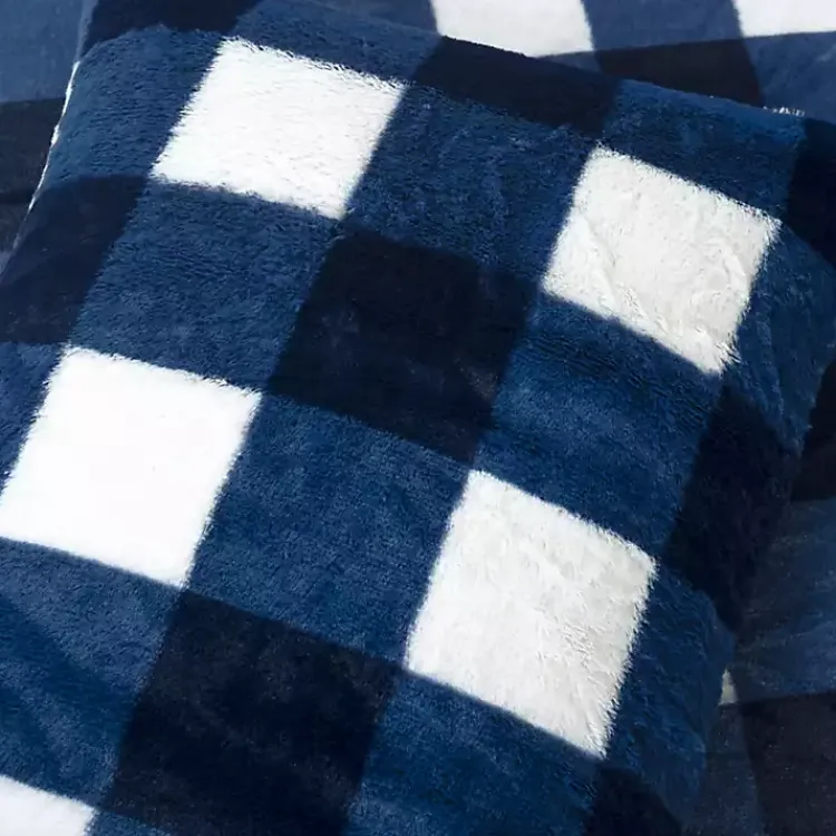 Comforters-Kirklands Home Navy Plaid Faux Fur 3-pc. Full/Queen Comforter Set