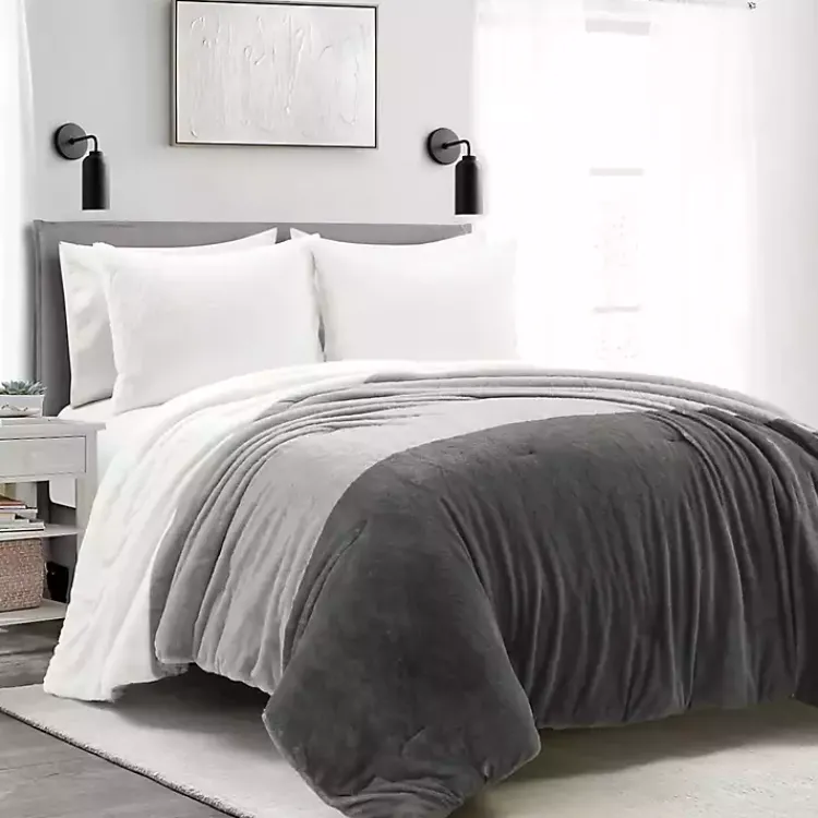 Comforters-Kirklands Home Color Block 3-pc. Full/Queen Comforter Set Gray