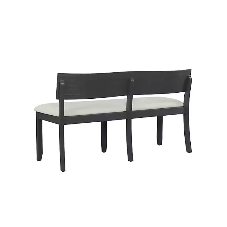 Benches & Ottomans-Kirklands Home Black Wood Cream Upholstered Bench White
