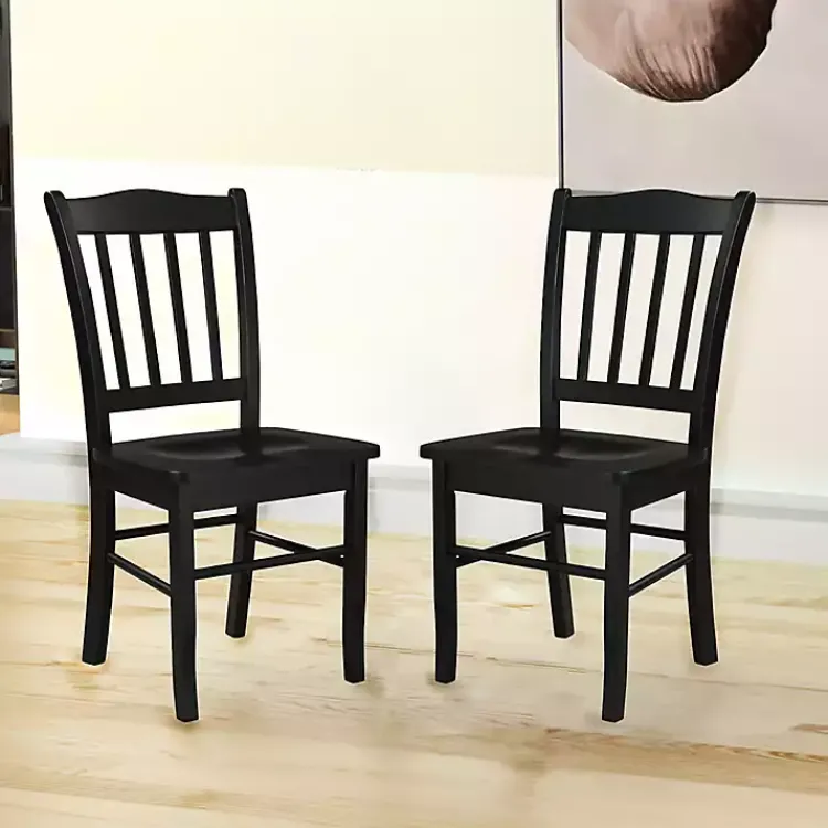 Dining Chairs-Kirklands Home Shaker Wood Dining Chairs, Set of 2 Black