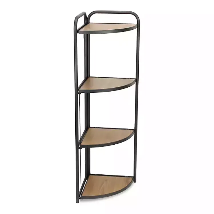 Bookshelves-Kirklands Home Black 4-Tier Foldable Corner Shelf
