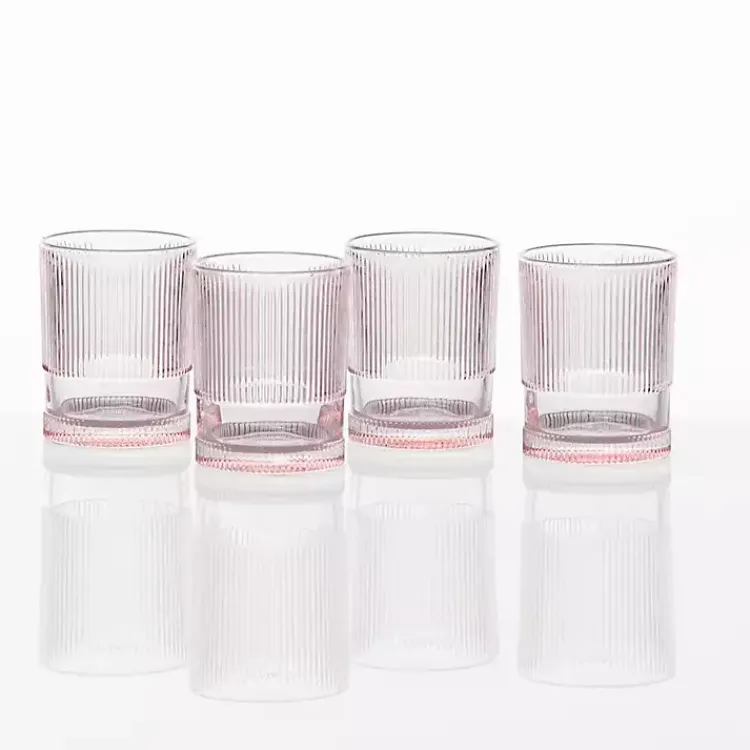 Glassware & Drinkware-Kirklands Home Fortessa NoHo Tall Glasses, Set of 4 Pink