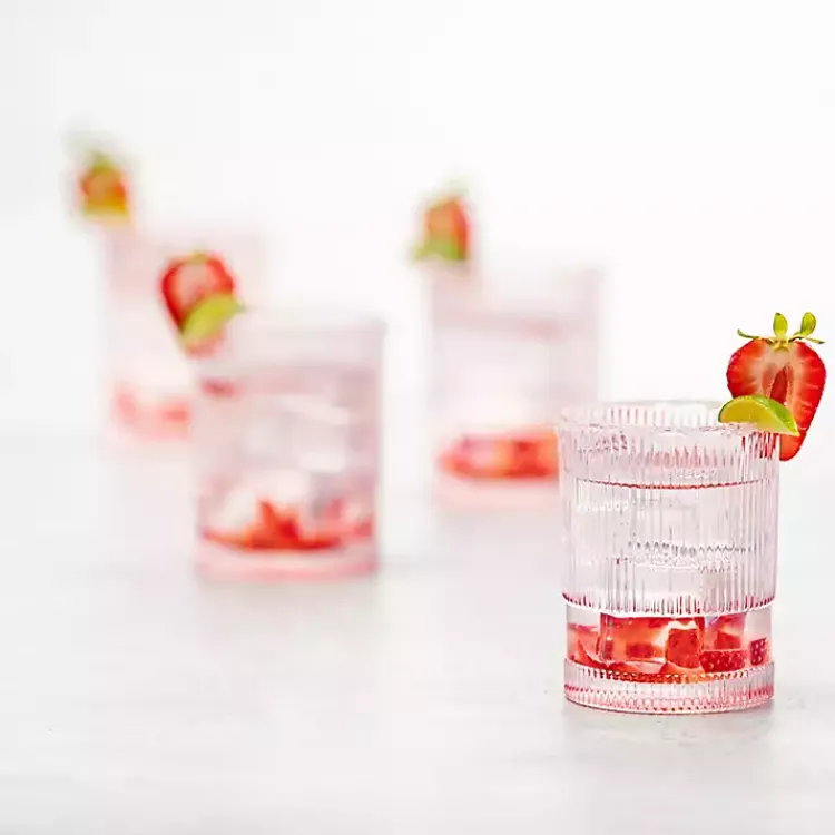 Glassware & Drinkware-Kirklands Home Fortessa NoHo Tall Glasses, Set of 4 Pink