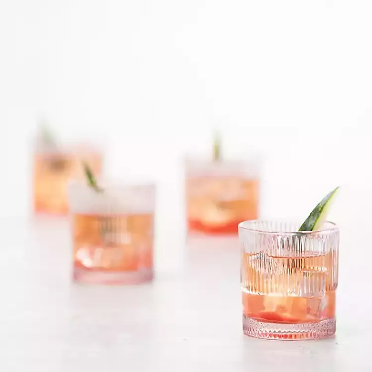 Glassware & Drinkware-Kirklands Home Fortessa NoHo Short Glasses, Set of 4 Pink