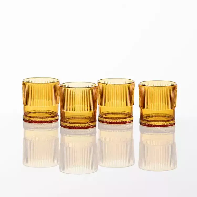 Glassware & Drinkware-Kirklands Home Fortessa Amber NoHo Short Glasses, Set of 4 Orange