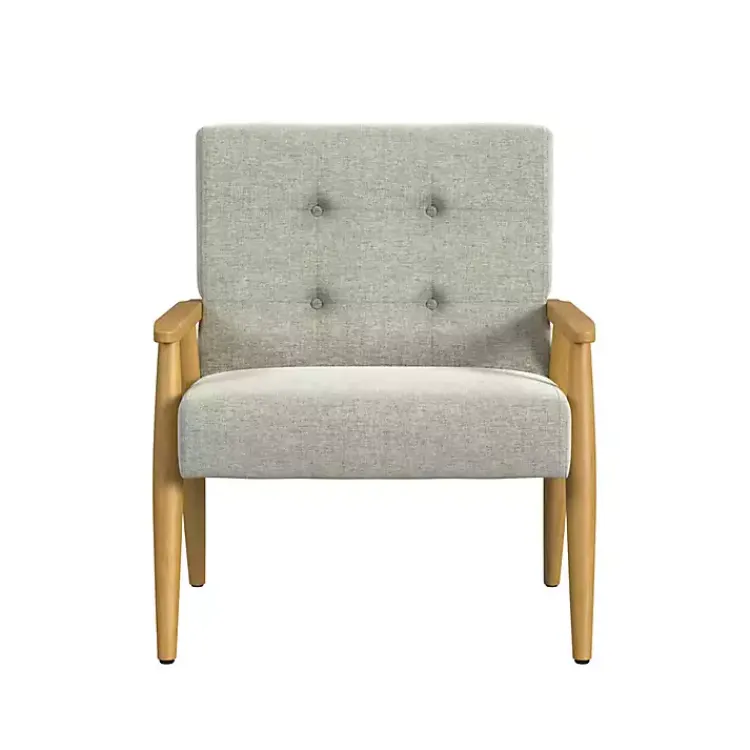 Accent Chairs-Kirklands Home Light Button Tufted Accent Chair Gray