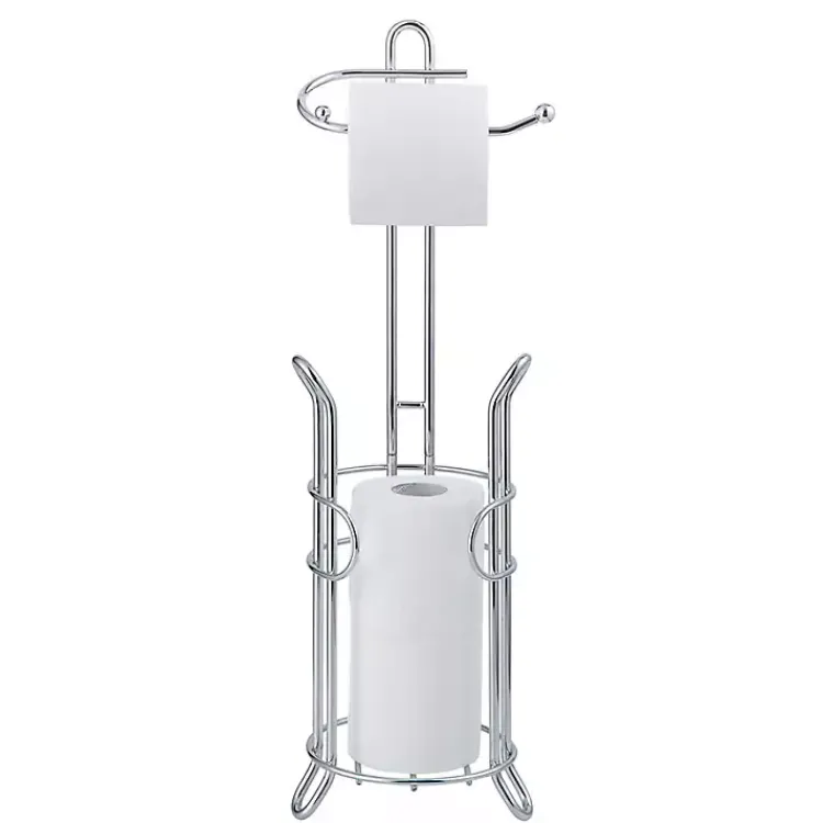 Bathroom Accessories-Kirklands Home Toilet Paper Storage Stand Silver