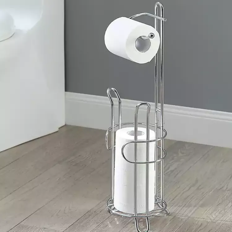 Bathroom Accessories-Kirklands Home Toilet Paper Storage Stand Silver