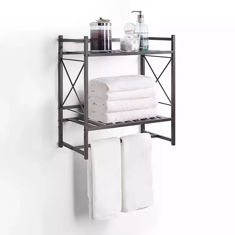 Bathroom Accessories-Kirklands Home Bronze 2-Tier Utility Shelf Brown