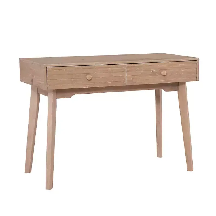 Office Furniture-Kirklands Home Natural Ripples 2-Drawer Wood Desk Brown