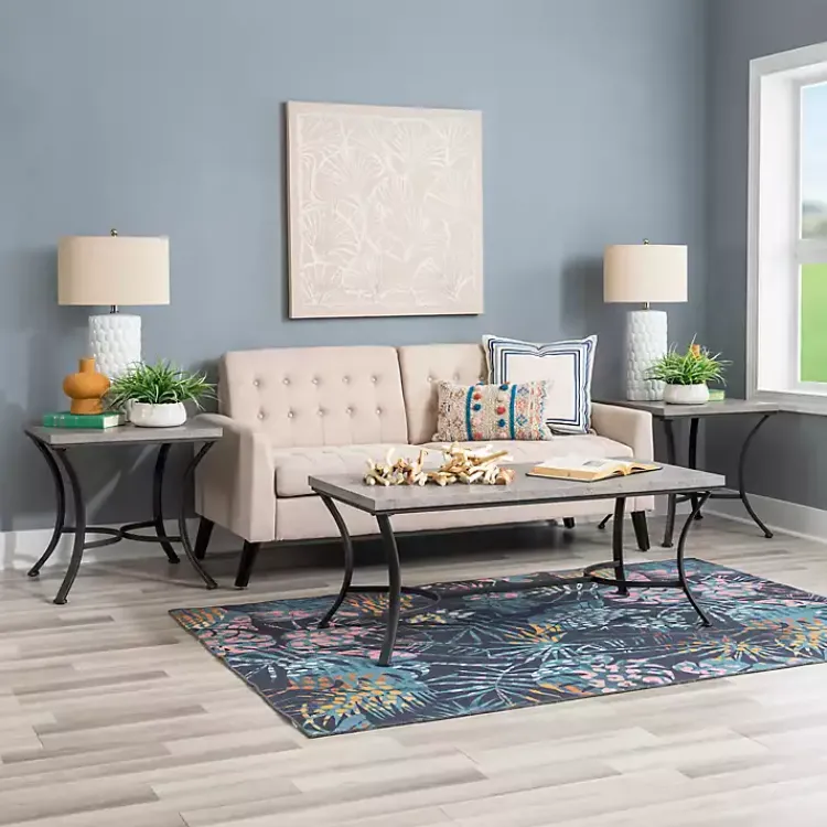 Coffee Tables-Kirklands Home Faux Concrete 3-pc. Coffee & Side Table Set Tan