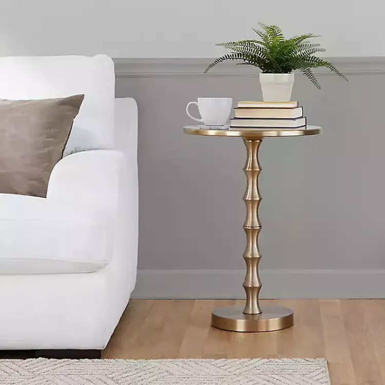 Accent & End Tables-Kirklands Home Metal Bamboo Accent Table Gold