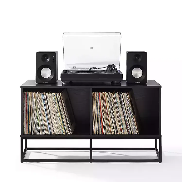 Tv Stands & Media Consoles-Kirklands Home Metal Record Storage Media Console Black