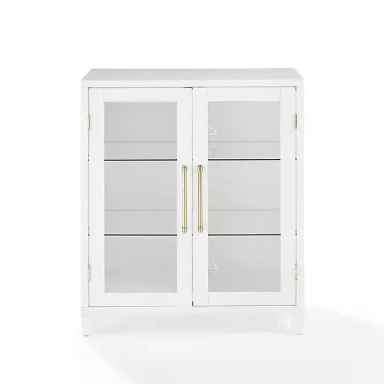 Cabinets & Sideboards-Kirklands Home & Gold Glass Door Storage Cabinet White