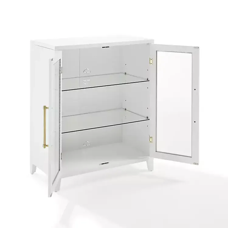 Cabinets & Sideboards-Kirklands Home & Gold Glass Door Storage Cabinet White