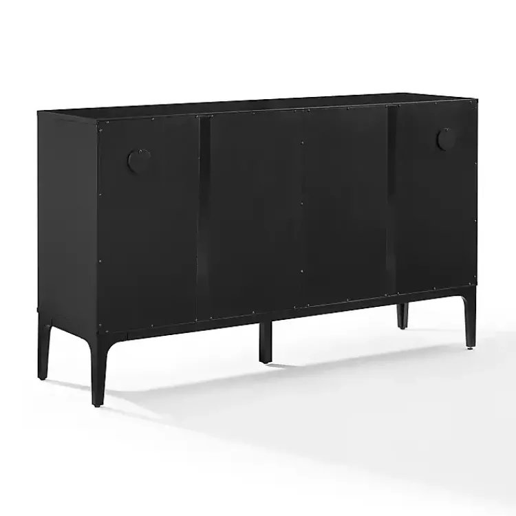 Cabinets & Sideboards-Kirklands Home Slatted Sliding Door Sideboard Black