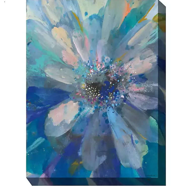 Outdoor Wall Decor-Kirklands Home Glittery Flower Outdoor Canvas Art Print Blue