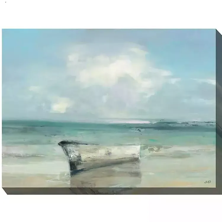 Outdoor Wall Decor-Kirklands Home Boat on Shore Outdoor Canvas Art Print Blue