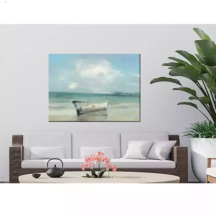 Outdoor Wall Decor-Kirklands Home Boat on Shore Outdoor Canvas Art Print Blue