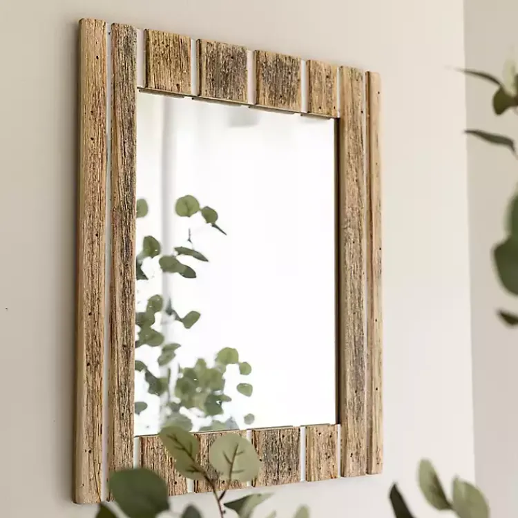 Decorative Mirrors-Kirklands Home Rustic Driftwood Striped Wall Mirror