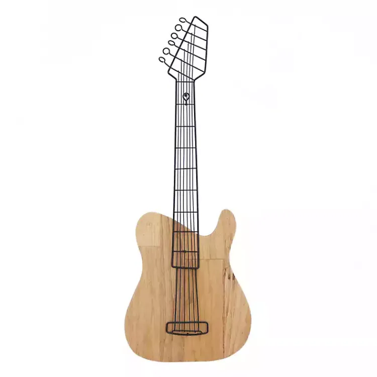 Wall Plaques-Kirklands Home Brown Wood Electric Guitar Wall Plaque