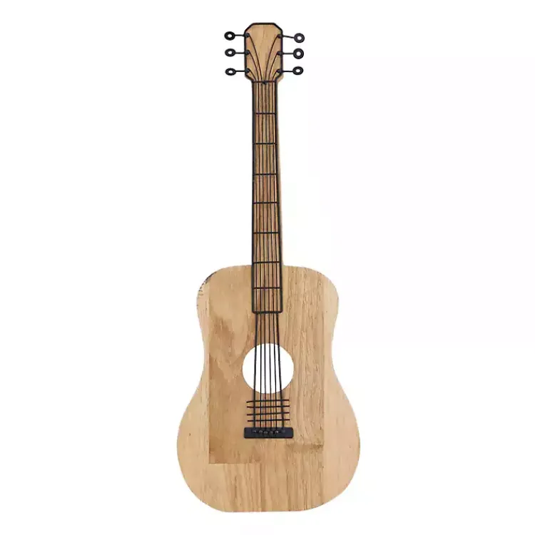Wall Plaques-Kirklands Home Brown Wood Acoustic Guitar Wall Plaque