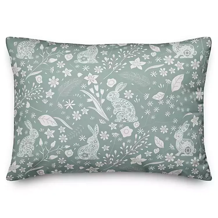 Outdoor Cushions & Pillows-Kirklands Home Scandinavian Bunny Indoor/Outdoor Pillow Blue