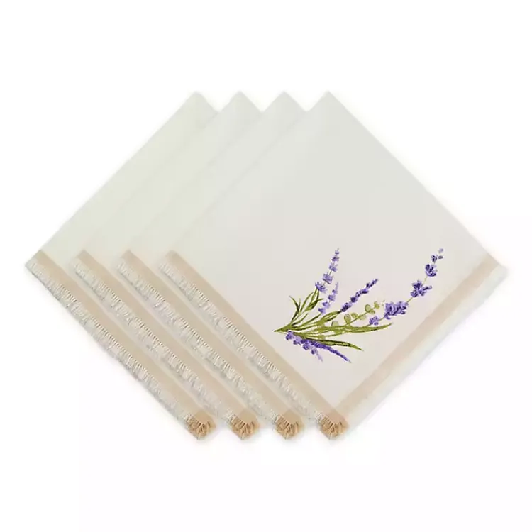 Table Linens-Kirklands Home Lavender Sprigs Cotton Napkins, Set of 4