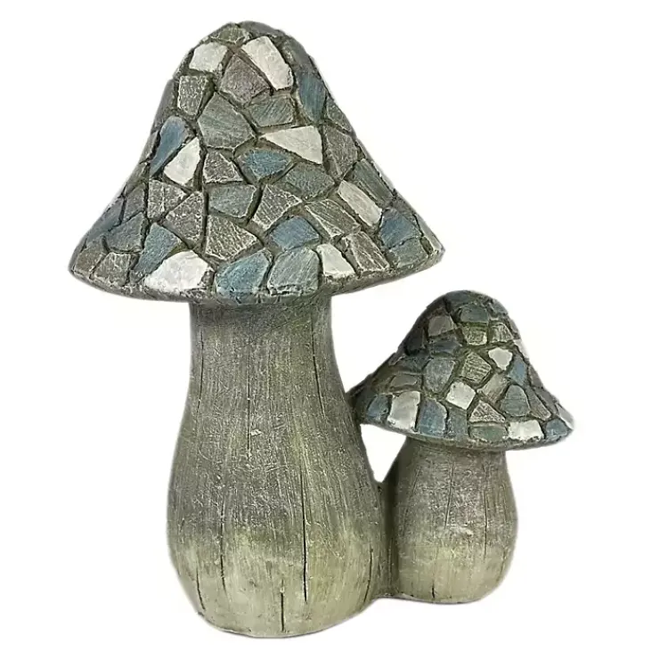 Garden Statues-Kirklands Home Blue Mosaic Mushrooms Outdoor Statue