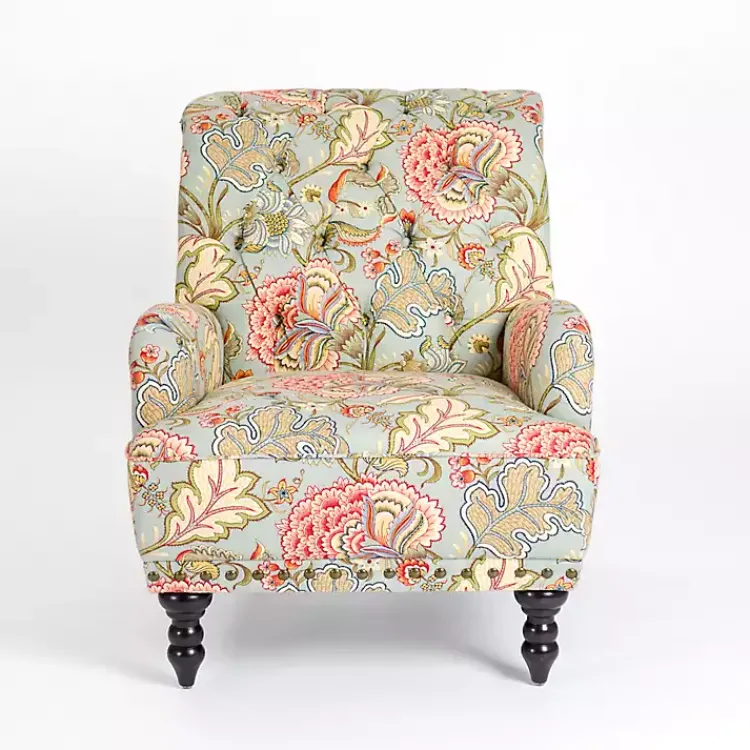 Accent Chairs-Kirklands Home Floral Tufted Rebecca Accent Chair Pink