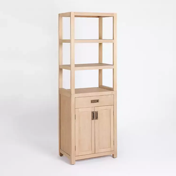 Cabinets & Sideboards-Kirklands Home Natural Wood Bookcase Modular Cabinet Tan