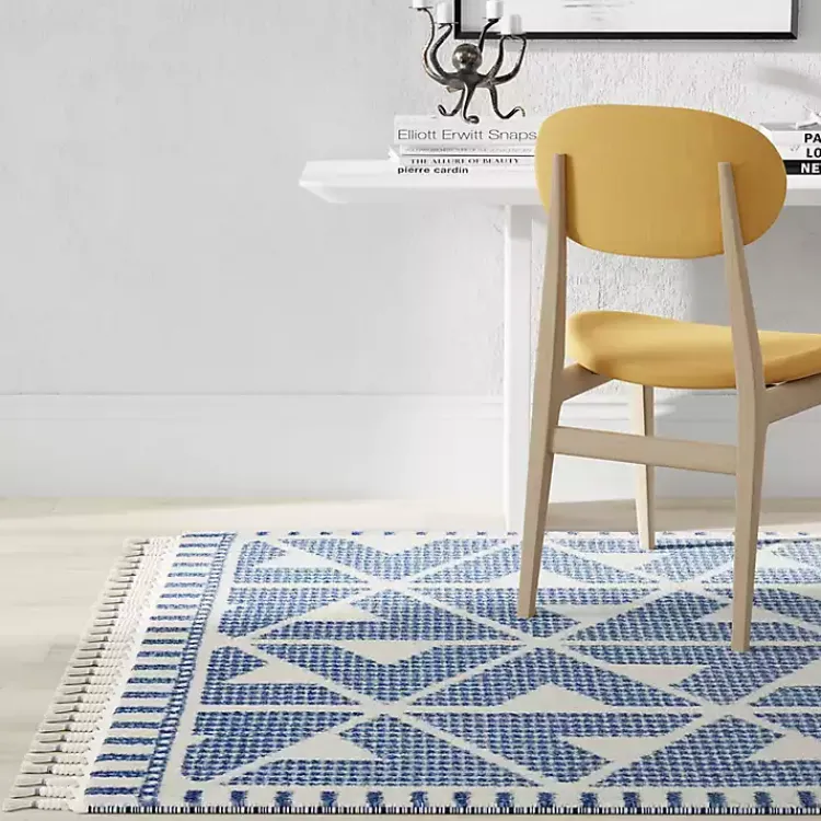 Area Rugs-Kirklands Home & White Geometric Shag Area Rug, 8x10 Blue