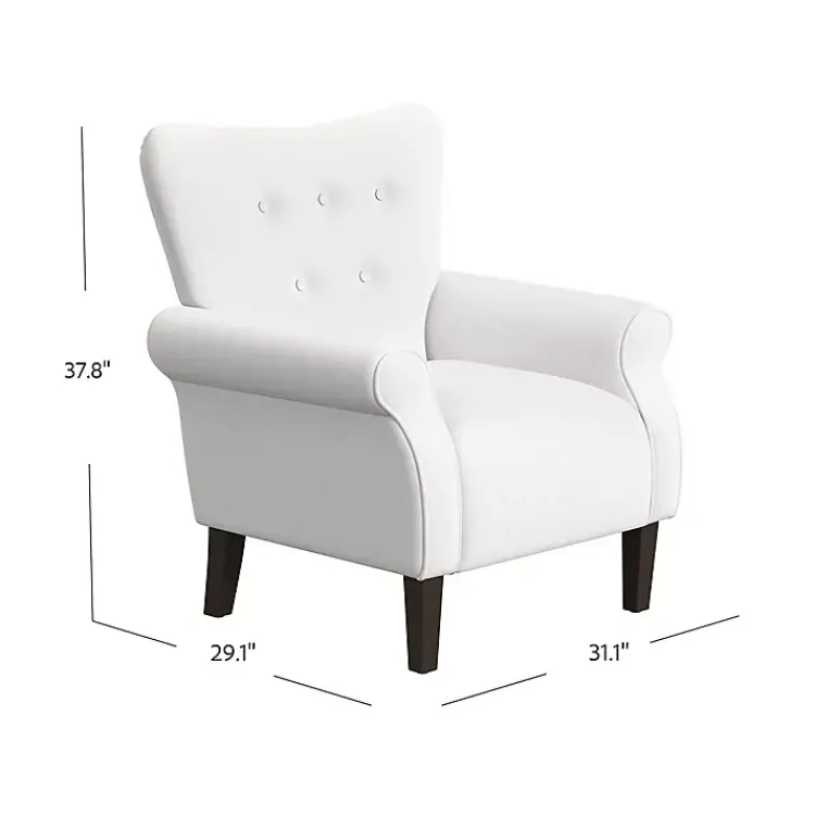 Accent Chairs-Kirklands Home Cream Button-Tufted Rolled Arm Accent Chair White
