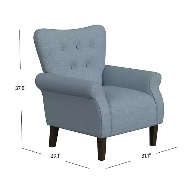 Accent Chairs-Kirklands Home Button-Tufted Rolled Arm Accent Chair Blue