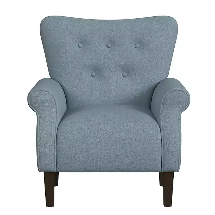 Accent Chairs-Kirklands Home Button-Tufted Rolled Arm Accent Chair Blue