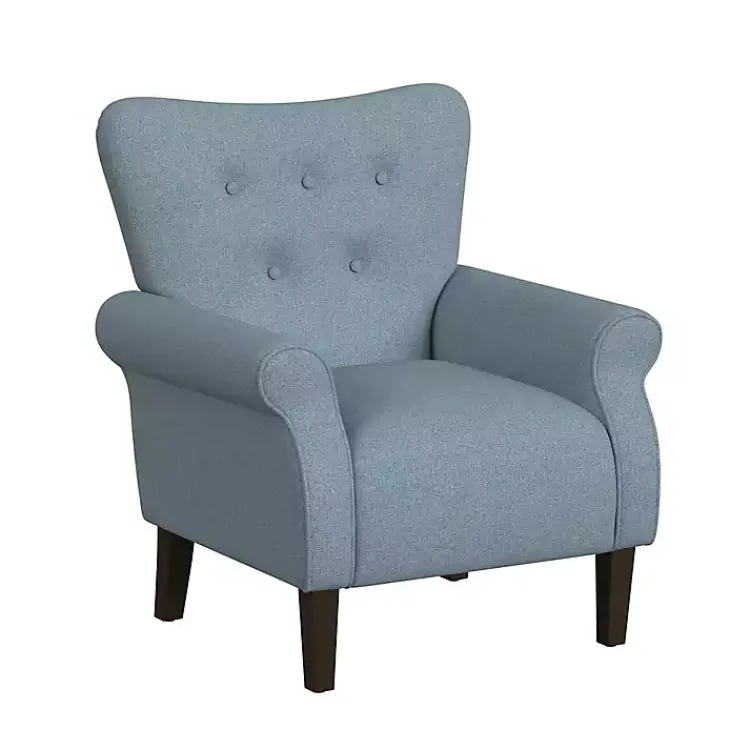 Accent Chairs-Kirklands Home Button-Tufted Rolled Arm Accent Chair Blue