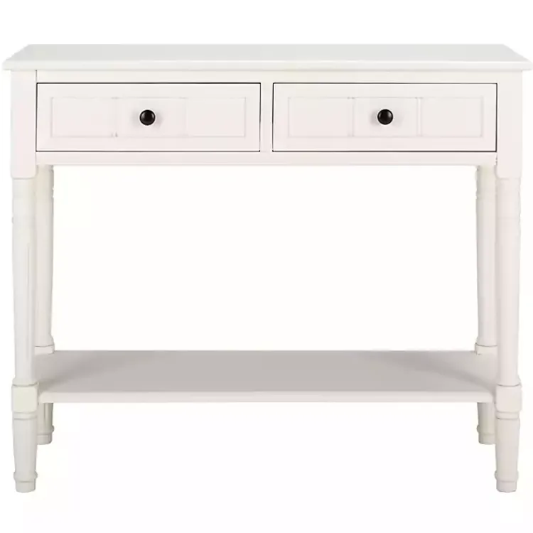 Console Tables-Kirklands Home Cream Carved 2-Drawer Console Table White