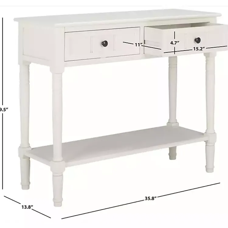 Console Tables-Kirklands Home Cream Carved 2-Drawer Console Table White