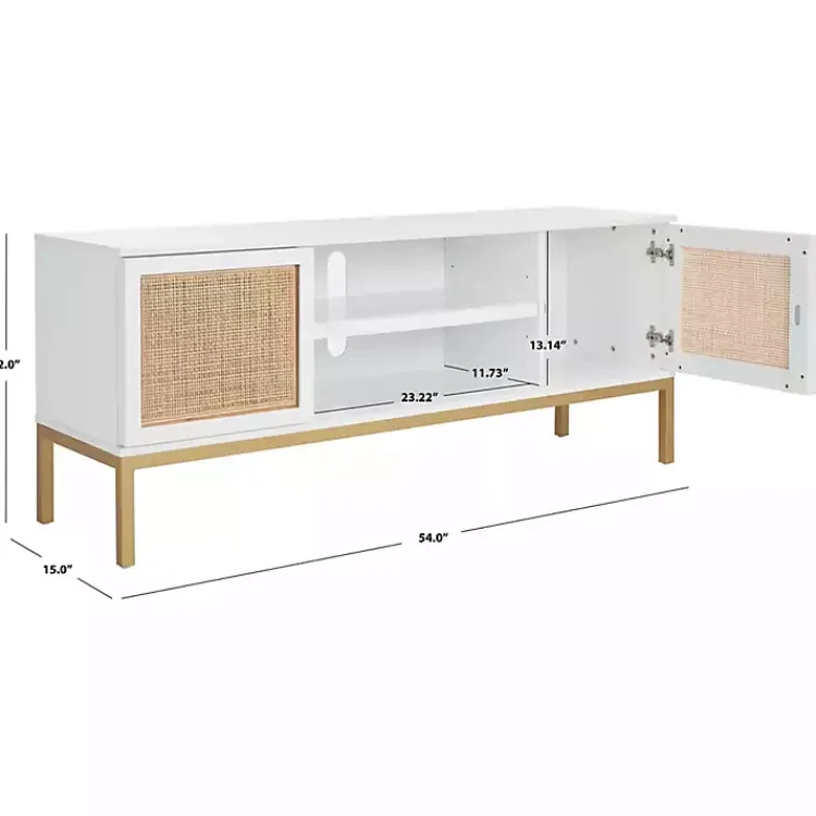 Tv Stands & Media Consoles-Kirklands Home and Gold Rattan Media Cabinet White
