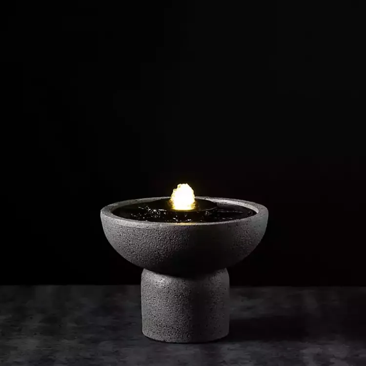 Garden Decor-Kirklands Home Resin Pedestal Outdoor Fountain, 8 in. Gray